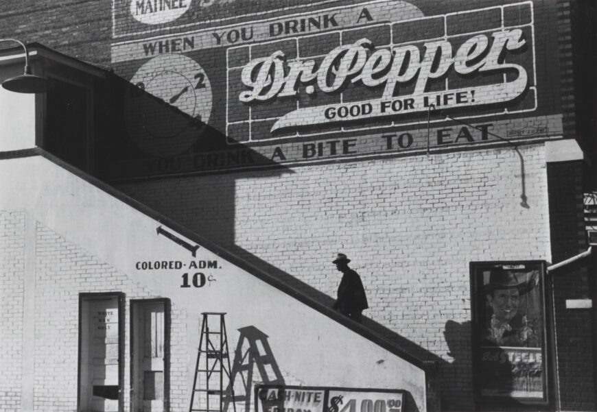Man entering segregated movie house, Marion Post Wolcott, Crescent Theatre (Belzoni, Mississippi), 1939, nitrate negative, 35 mm (Library of Congress)